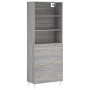 Aparador alto madera contrachapada gris sonoma 69,5x34x180 cm de vidaXL, Aparadores - Ref: Foro24-3189371, Precio: 161,22 €