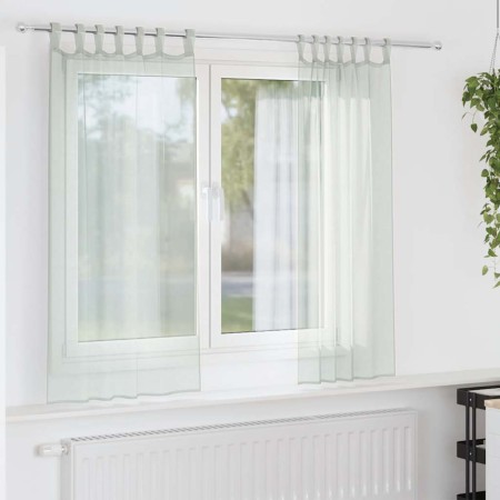 Cortinas de gasa con trabillas 2 uds gris claro 140x175 cm