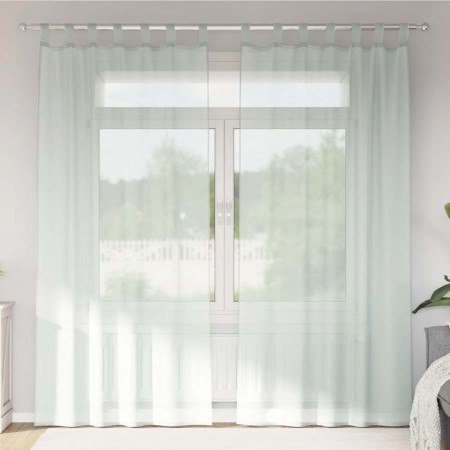 Cortinas de gasa con trabillas 2 uds gris claro 140x245 cm