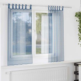 Cortinas de gasa con trabillas 2 uds azul real 140x140 cm Cortinas de gasa con trabillas 2 uds azul real 140x140 cm