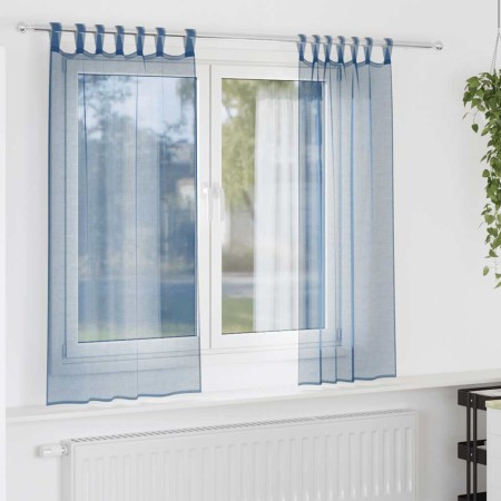 Cortinas de gasa con trabillas 2 uds azul real 140x140 cm