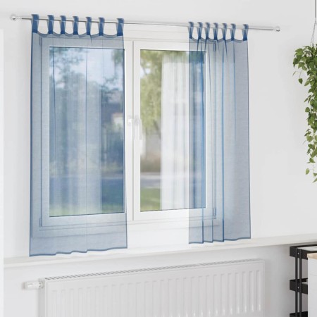 Cortinas de gasa con trabillas 2 uds azul real 140x175 cm