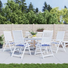 Cojines silla jardín 6 uds tela a rayas azul y blanco 40x40x3cm