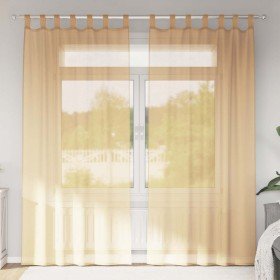 Cortinas de gasa con trabillas 2 uds arena 140x225 cm Cortinas de gasa con trabillas 2 uds arena 140x225 cm