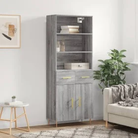 Hohes Sideboard aus sonomagrauem Sperrholz, 69,5 x 34 x 180 cm von vidaXL, Sideboards - Ref: Foro24-3200511, Preis: 138,29 €,...