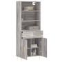 Aparador alto madera contrachapada gris sonoma 69,5x34x180 cm de vidaXL, Aparadores - Ref: Foro24-3200511, Precio: 140,35 €, ...