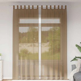 Cortinas de gasa con trabillas 2 uds marrón claro 140x260 cm Cortinas de gasa con trabillas 2 uds marrón claro 140x260 cm