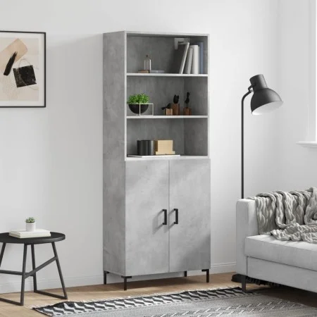 Aparador alto madera contrachapada gris hormigón 69,5x34x180 cm de vidaXL, Aparadores - Ref: Foro24-3189257, Precio: 124,34 €...