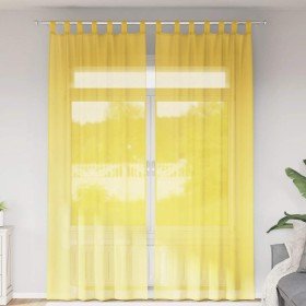 Cortinas de gasa con trabillas 2 uds amarillo 140x260 cm Cortinas de gasa con trabillas 2 uds amarillo 140x260 cm