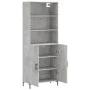 Aparador alto madera contrachapada gris hormigón 69,5x34x180 cm de vidaXL, Aparadores - Ref: Foro24-3189257, Precio: 124,34 €...