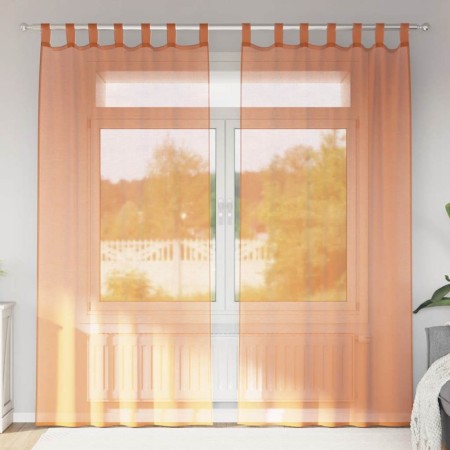 Cortinas de gasa con trabillas 2 uds terracota 140x225 cm