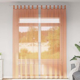Cortinas de gasa con trabillas 2 uds terracota 140x260 cm Cortinas de gasa con trabillas 2 uds terracota 140x260 cm