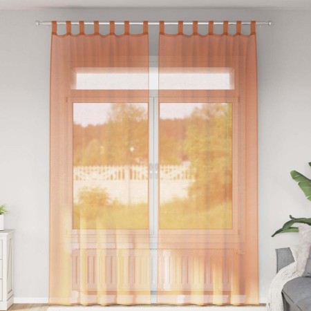 Cortinas de gasa con trabillas 2 uds terracota 140x260 cm