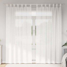 Cortinas de gasa con trabillas 2 uds. color blanco 140x225 cm Cortinas de gasa con trabillas 2 uds.