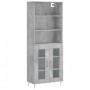 Aparador alto madera contrachapada gris hormigón 69,5x34x180 cm de vidaXL, Aparadores - Ref: Foro24-3189305, Precio: 144,75 €...