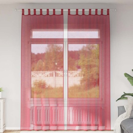 Cortinas de gasa con trabillas 2 uds rojo vino 140x260 cm