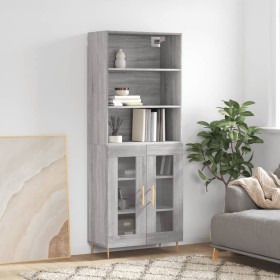 High sideboard sonoma gray plywood 69.5x34x180 cm by vidaXL, Sideboards - Ref: Foro24-3189307, Price: 141,88 €, Discount: %