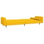 Sofá cama de 2 plazas con dos almohadas terciopelo amarillo