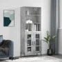 Aparador alto madera contrachapada gris hormigón 69,5x34x180 cm de vidaXL, Aparadores - Ref: Foro24-3189329, Precio: 136,62 €...