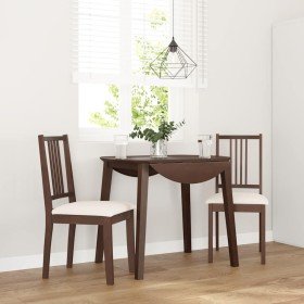 Sillas de comedor con cojines 2 uds madera maciza marrón caucho Sillas de comedor con cojines 2 uds madera maciza marrón caucho