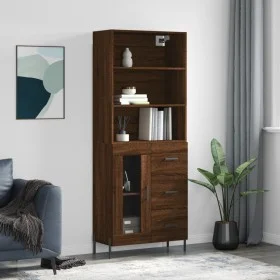 Aparador alto madera contrachapada marrón roble 69,5x34x180 cm by vidaXL, Sideboards - Ref: Foro24-3189524, Price: 162,65 €, ...