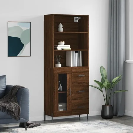 Aparador alto madera contrachapada marrón roble 69,5x34x180 cm by vidaXL, Sideboards - Ref: Foro24-3189524, Price: 162,65 €, ...
