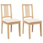 Sillas de comedor con cojines 2uds madera maciza natural caucho