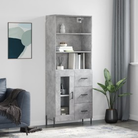 Tall plywood gray concrete sideboard 69.5x34x180 cm by vidaXL, Sideboards - Ref: Foro24-3189521, Price: 162,59 €, Discount: %