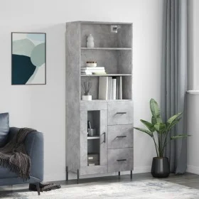 Tall plywood gray concrete sideboard 69.5x34x180 cm by vidaXL, Sideboards - Ref: Foro24-3189521, Price: 152,41 €, Discount: %