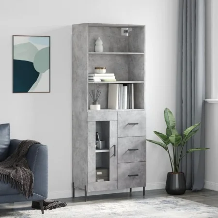 Tall plywood gray concrete sideboard 69.5x34x180 cm by vidaXL, Sideboards - Ref: Foro24-3189521, Price: 152,06 €, Discount: %