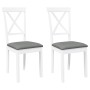 Sillas de comedor con cojines 2uds madera maciza blanco caucho