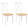 Sillas de comedor 2 unidades madera maciza de caucho blanco