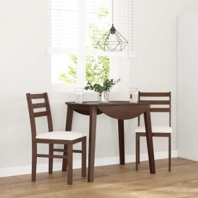 Sillas de comedor con cojines 2 uds madera maciza marrón caucho Sillas de comedor con cojines 2 uds madera maciza marrón caucho