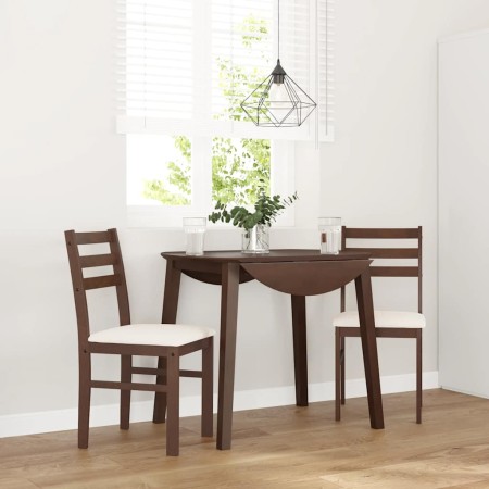 Sillas de comedor con cojines 2 uds madera maciza marrón caucho