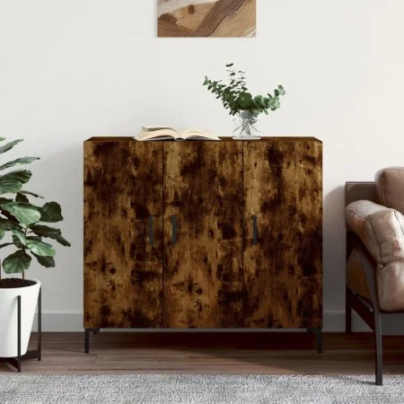 Smoked oak engineered wood sideboard 90x34x80 cm by vidaXL, Sideboards - Ref: Foro24-828121, Price: 83,72 €, Discount: %