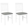 Sillas de comedor con cojines 2uds madera maciza blanco caucho