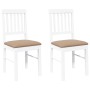 Sillas de comedor con cojines 2uds madera maciza blanco caucho