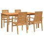 Juego de comedor para jardín 5 piezas madera maciza de teca