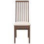 Sillas de comedor con cojines 2 uds madera maciza marrón caucho
