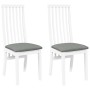 Sillas de comedor con cojines 2uds madera maciza blanco caucho