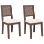 Sillas de comedor con cojines 2 uds madera maciza marrón caucho