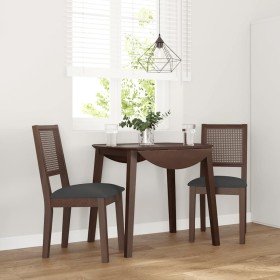 Sillas de comedor con cojines 2 uds madera maciza marrón caucho Sillas de comedor con cojines 2 uds madera maciza marrón caucho