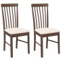 Sillas de comedor con cojines 2 uds madera maciza marrón caucho