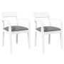 Sillas de comedor con cojines 2uds madera maciza blanco caucho