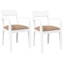 Sillas de comedor con cojines 2uds madera maciza blanco caucho