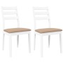 Sillas de comedor con cojines 2uds madera maciza blanco caucho