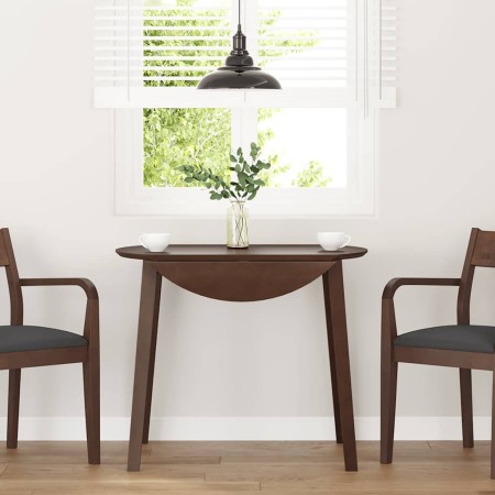 Mesa de comedor de madera maciza de caucho marrón en Mesas de cocina y de comedor | Comprar online en Foro24