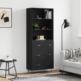 Aparador alto madera contrachapada negro 69,5x34x180 cm de vidaXL, Aparadores - Ref: Foro24-3189374, Precio: 155,45 €, Descue...