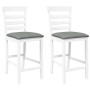 Taburetes de bar con cojines 2 uds madera maciza blanca caucho