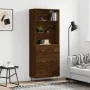 Aparador alto madera contrachapada marrón roble 69,5x34x180 cm de vidaXL, Aparadores - Ref: Foro24-3189380, Precio: 149,70 €,...